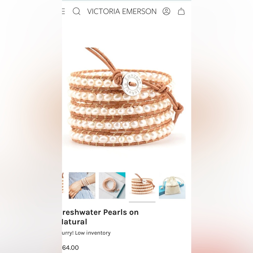 Victoria Rose, freshwater, pearl and leather twine bracelet/necklace